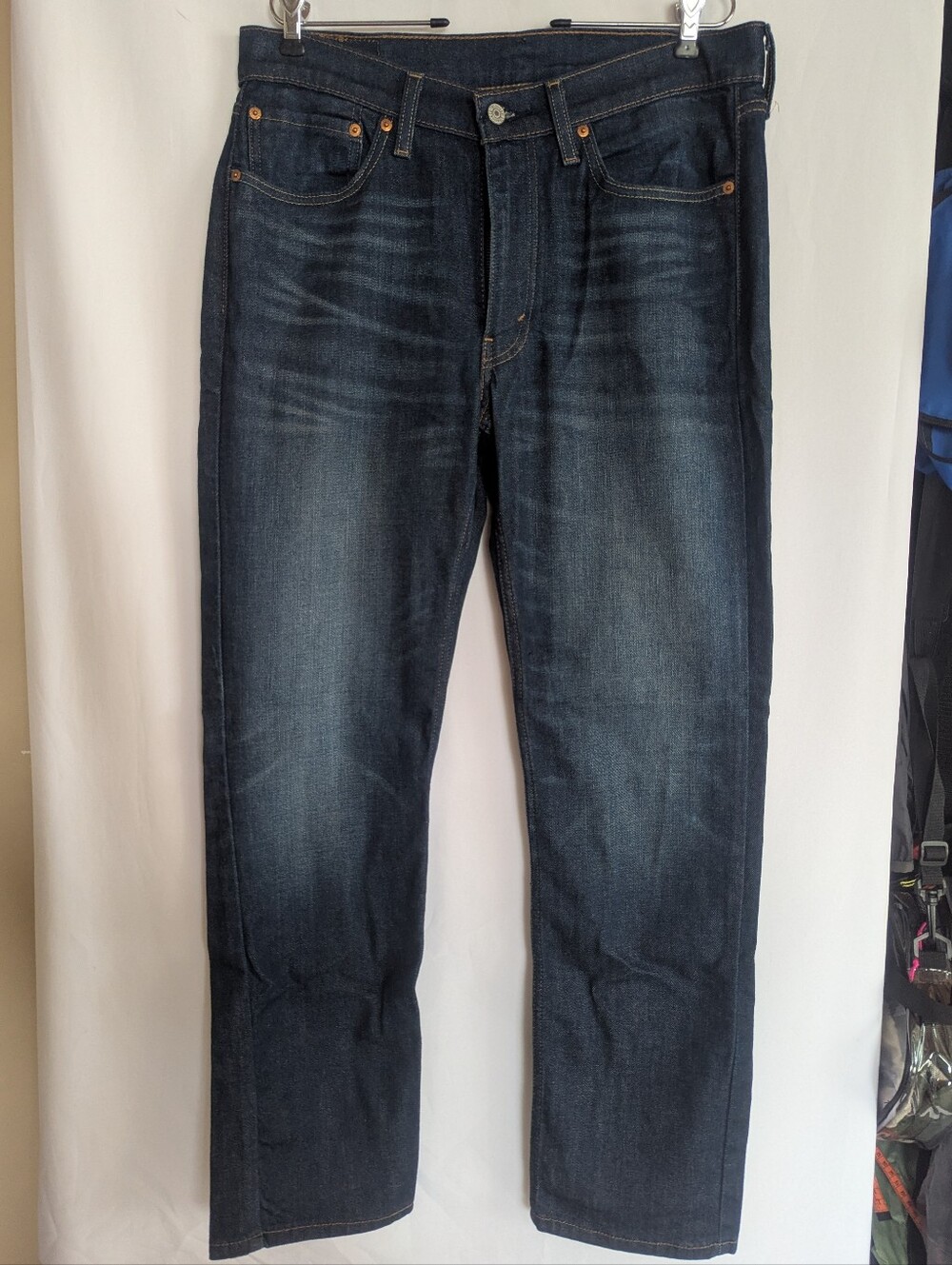 Levi's W34 Dark Wash Men’s Straight Jeans Classic Denim Blue